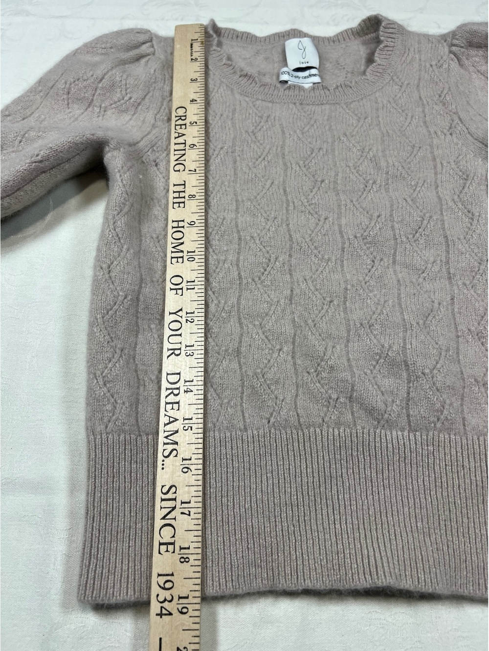 Joie 100% 2 Ply Cashmere Blush Pink Ribbed Cuffs and Hem Crewneck Small Sweater - Picture 4 of 6